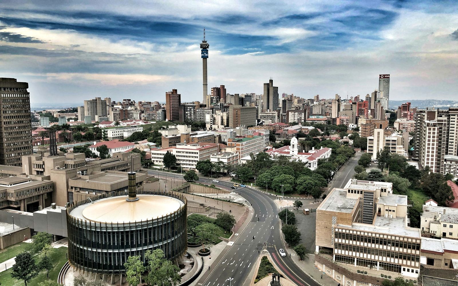 Gauteng cityscape and freight routes at dusk